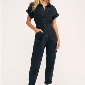 Marci Coverall Iron Black Denim Jumpsuit